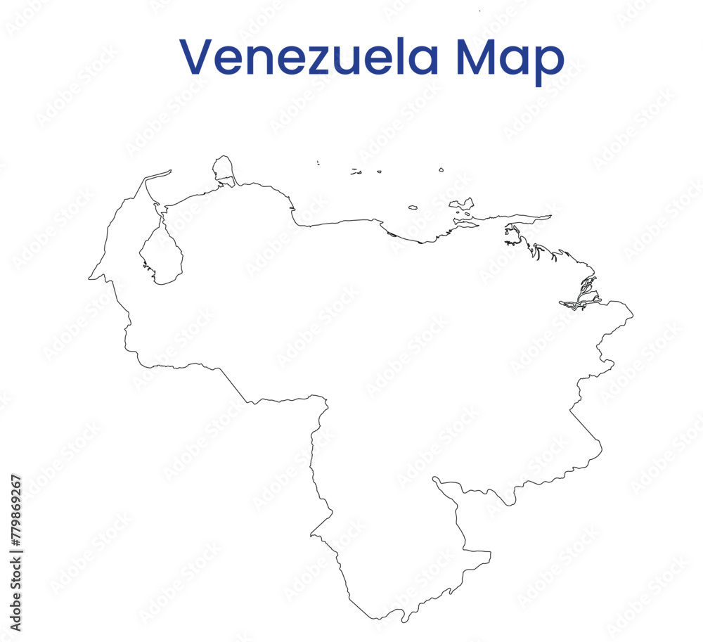 High detailed map of Venezuela. Outline map of Venezuela. South America