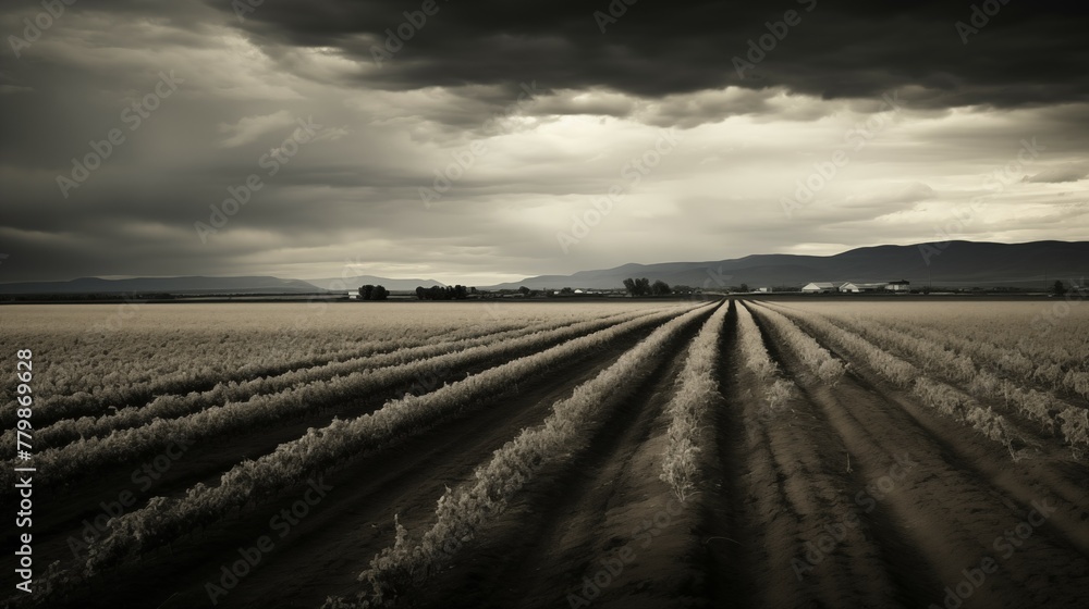 Naklejka premium Photograph of large dry farm land in the united states