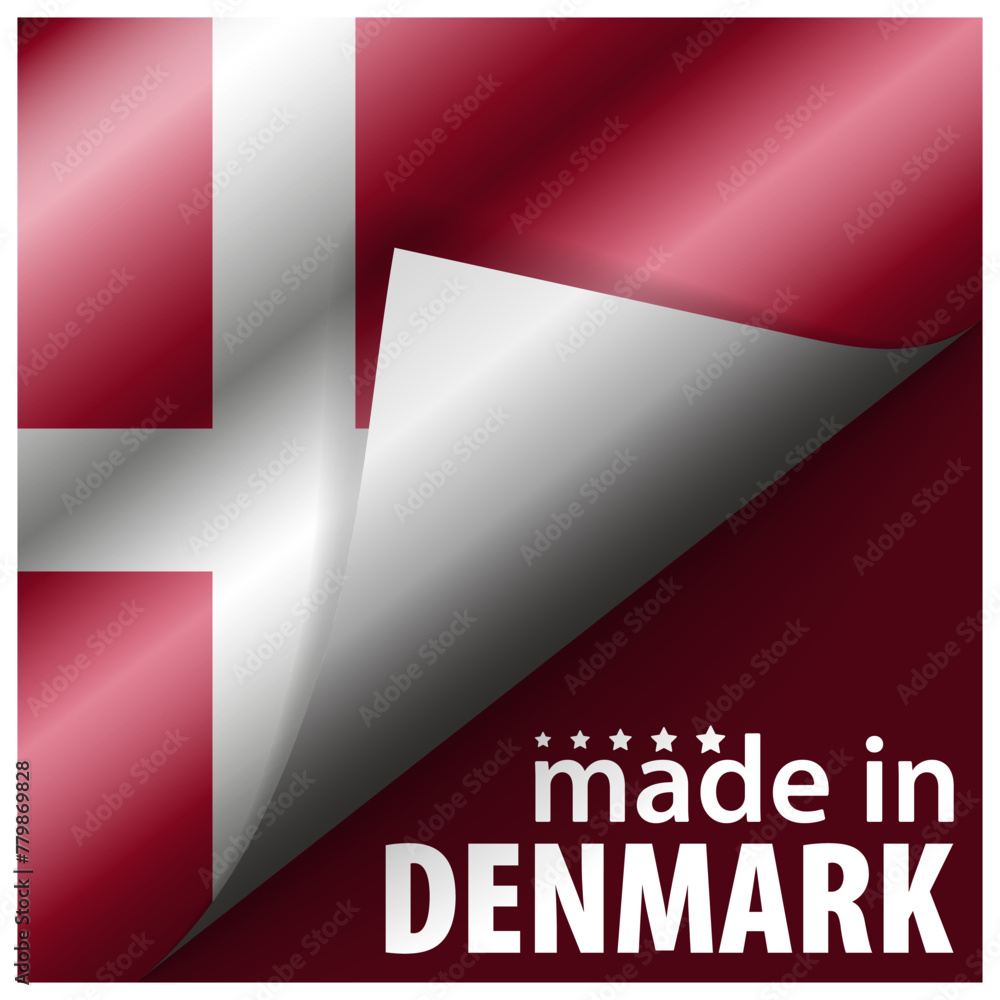 Made in Denmark graphic and label. Made in Denmark graphic and label.