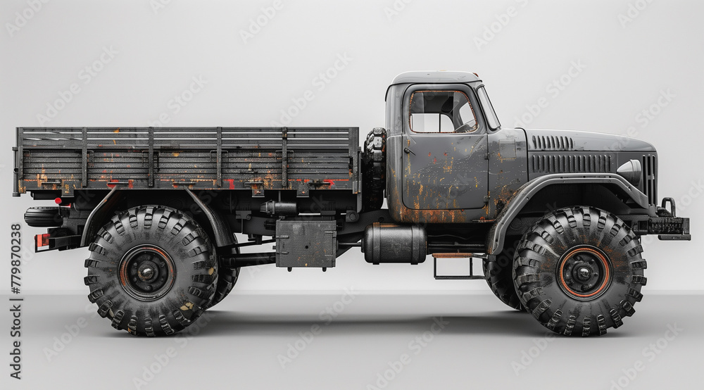 3D rendering of a classic grey truck