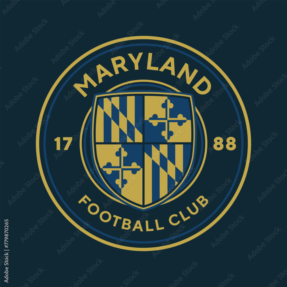 Naklejka premium Maryland football logo, USA. Elegant soccer logo. Elegant Modern Soccer Football Badge logo designs, Soccer Emblem logo template vector illustration