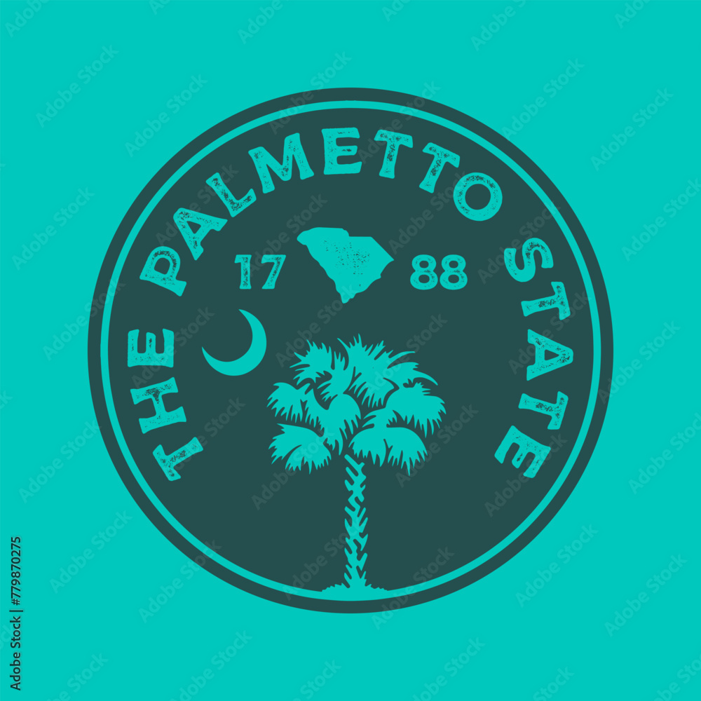 The Palmetto state textured vintage vector t-shirt and apparel design, typography, print, logo, poster. Global swatches - obrazy, fototapety, plakaty 