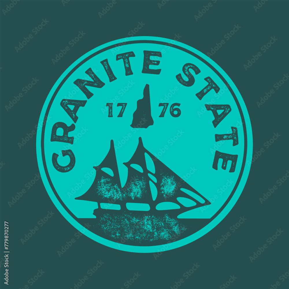 Granite state textured vintage vector t-shirt and apparel design, typography, print, logo, poster. Global swatches
