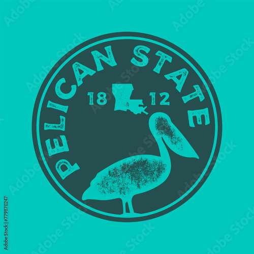 Pelican state textured vintage vector t-shirt and apparel design, typography, print, logo, poster. Global swatches