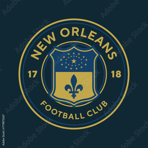 New Orleans, Louisiana football logo, USA. Elegant soccer logo. Elegant Modern Soccer Football Badge logo designs, Soccer Emblem logo template vector illustration