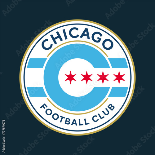 Chicago, Illinois football logo, USA. Elegant soccer logo. Elegant Modern Soccer Football Badge logo designs, Soccer Emblem logo template vector illustration