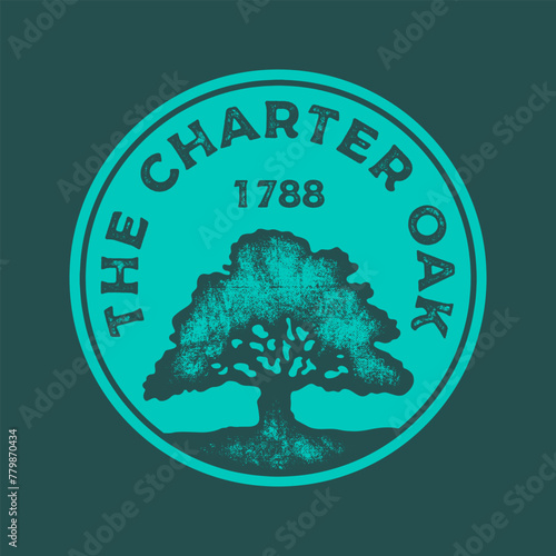 The Charter Oak textured vintage vector t-shirt and apparel design, typography, print, logo, poster. Global swatches