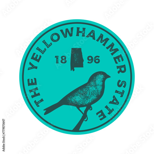 The Yellowhammer state textured vintage vector t-shirt and apparel design, typography, print, logo, poster. Global swatches