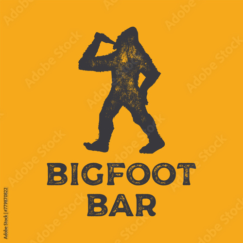 Hand drawing of Bigfoot Bar in retro engraving style. Bigfoot beer in graphic vintage style. Vector logo template.