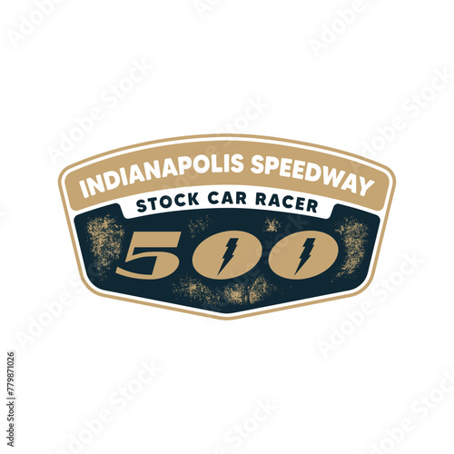 Stock car Racer logo template vector design element vintage style for label or badge retro illustration.