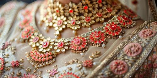 Close Up of Womans Neck With Necklace and Earrings