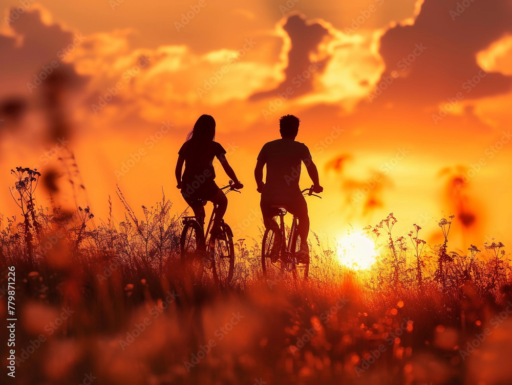 Fototapeta premium Romantic Sunset Bike Ride