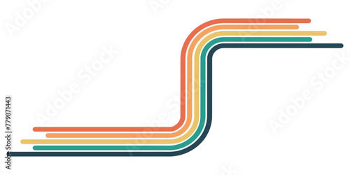 Abstract 1970s retro hippie style rainbow groovy Wavy Line design element. Vector element ready to use for fabric, textile, wrapping and other materials.