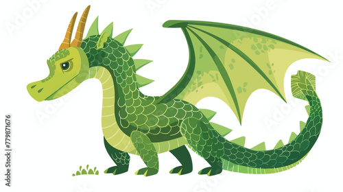 Green dragon cool down flat vector isolated on white background © Blue