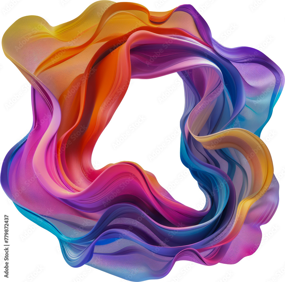 Abstract colorful liquid shapes cut out on transparent background