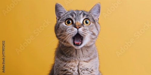Startled Cat With Wide Eyes and Open Mouth