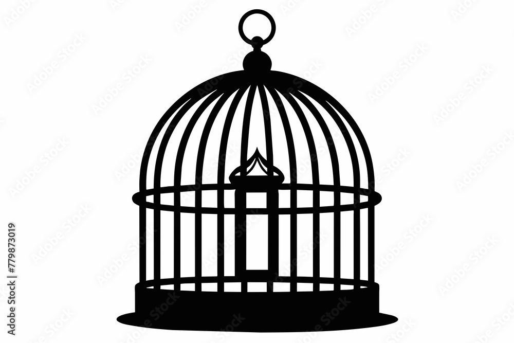 bird cage silhouette black vector illustration