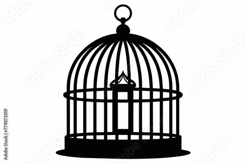 bird cage silhouette black vector illustration