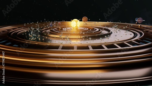Vintage solar system. Antique star map. Loop animation