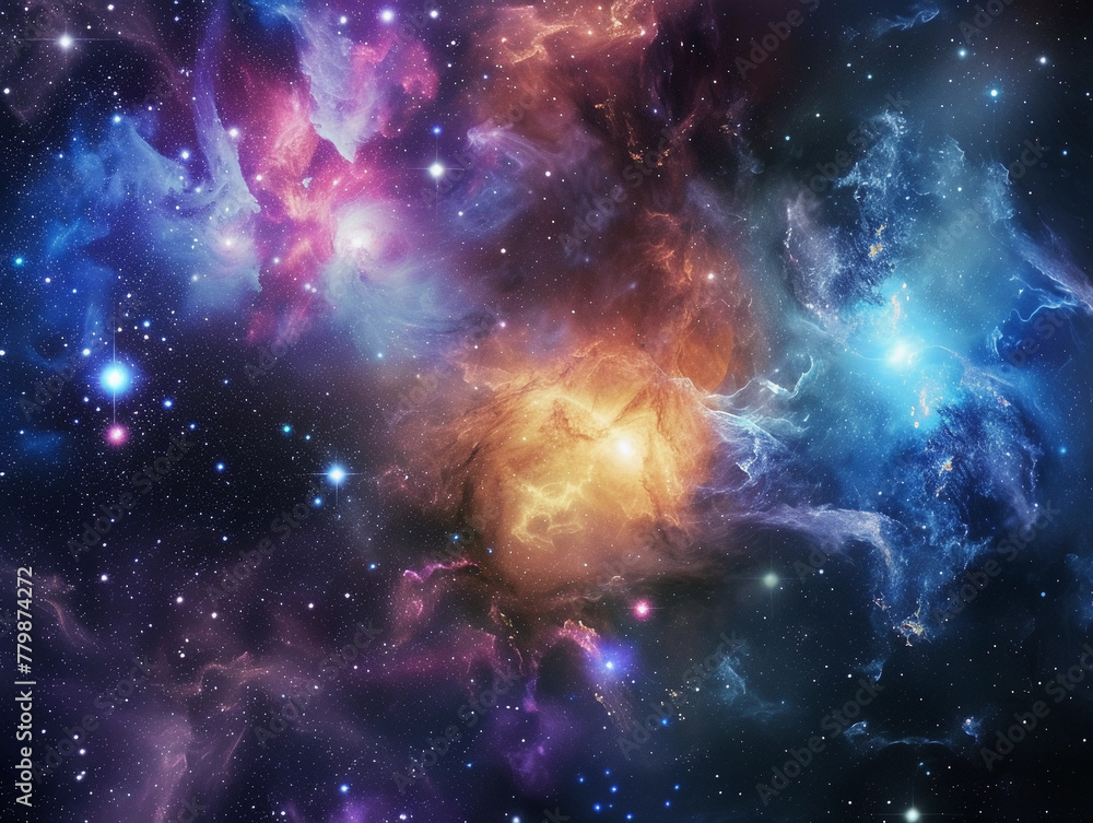 Obraz premium Vibrant Cosmic Galaxy and Nebula