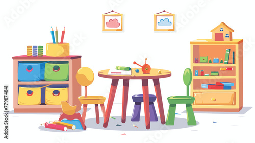 Kindergarten interior furniture vector illustration 