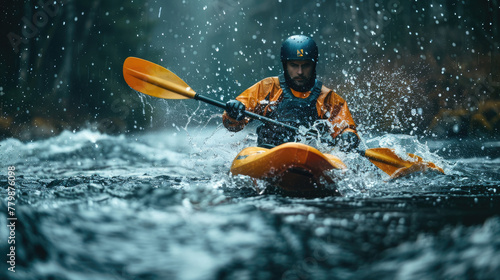 Adrenaline Rush: Kayakers Confronting Challenging Waters