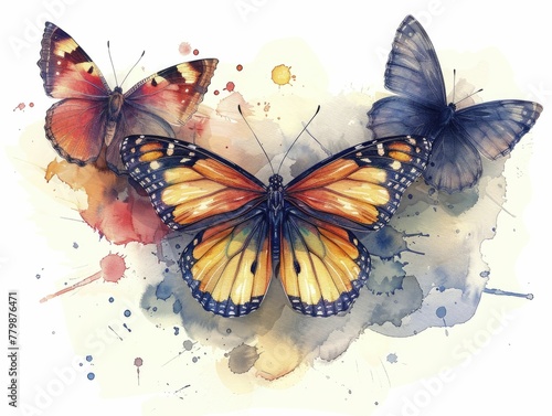 Vivid watercolors capture the fluttering essence of anticipation and anxiety in a stomach full of butterflies. photo