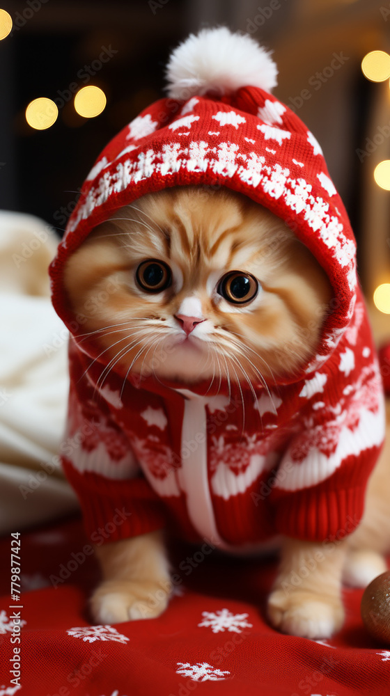 Cat in Christmas Outfit

