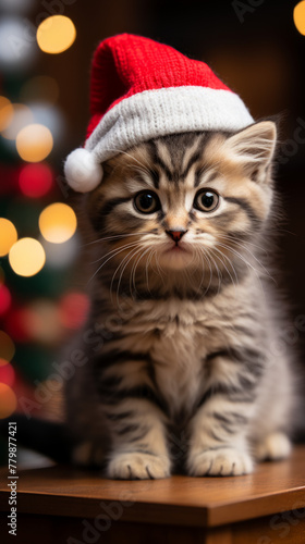 Kitten in Santa Hat