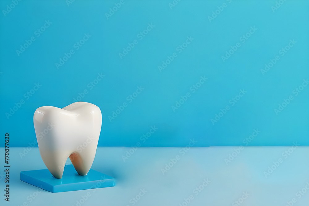 Artistic model of a tooth on a blue background. Dentistry concept. Artistic model of a tooth on a blue background. Dentistry concept.