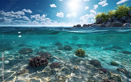 View of beach between surface and seabed