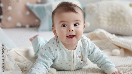 Dress your little one in adorable baby apparel featuring a seamless pattern of soft pastel polka dots, ensuring they look cute and cozy all day long