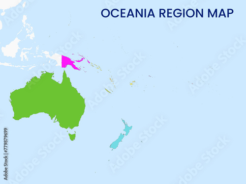 High detailed map of Oceania Region. Outline map of Oceania Region. Oceania
