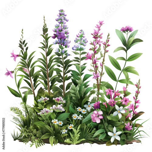 Wallpaper Mural beautiful watercolor blossoming shrub full of flower, clip art element PNG transparent background, Generative Ai Torontodigital.ca