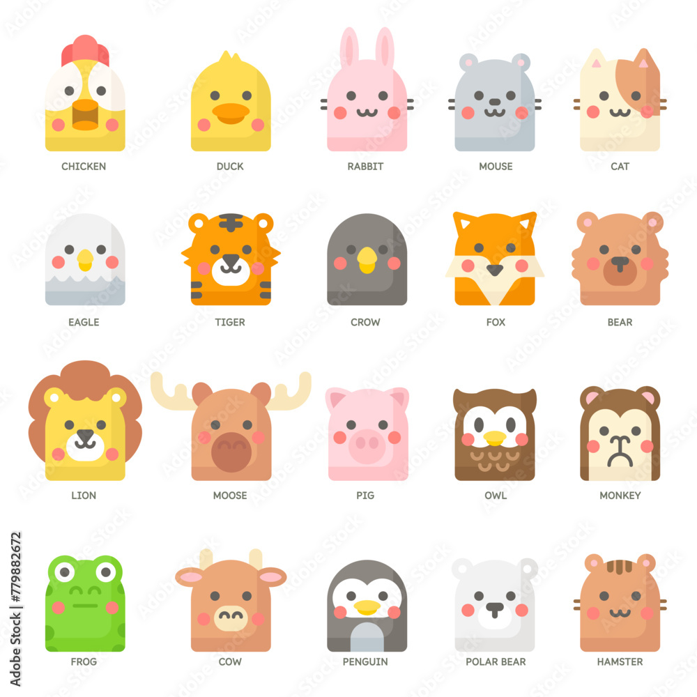 Cute animal head collection
