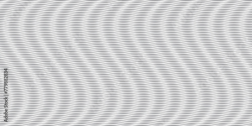 Moire optical effect as seamless pattern. Abstract vector bg with vertical wavy lines surreal texture. Monochrome background