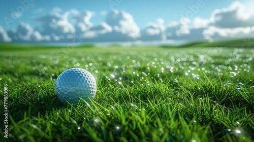 Golf Ball on the Golf Course. Generative AI