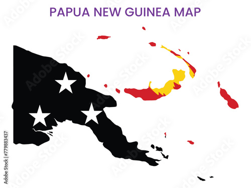 High detailed map of Papua New Guinea. Outline map of Papua New Guinea. Oceania