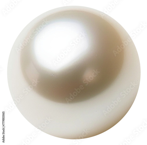 Close-up of a single elegant white pearl with soft sheen on white background