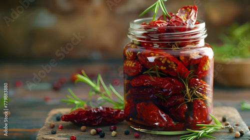 Vibrant jar filled with sun-dried tomatoes - Ai Generated