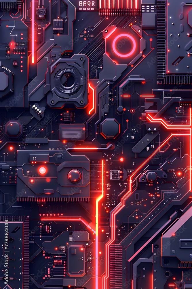 Intricate Futuristic Circuit Board Design with Advanced Electronics Layout Intricate Futuristic Circuit Board Design with Advanced Electronics Layout