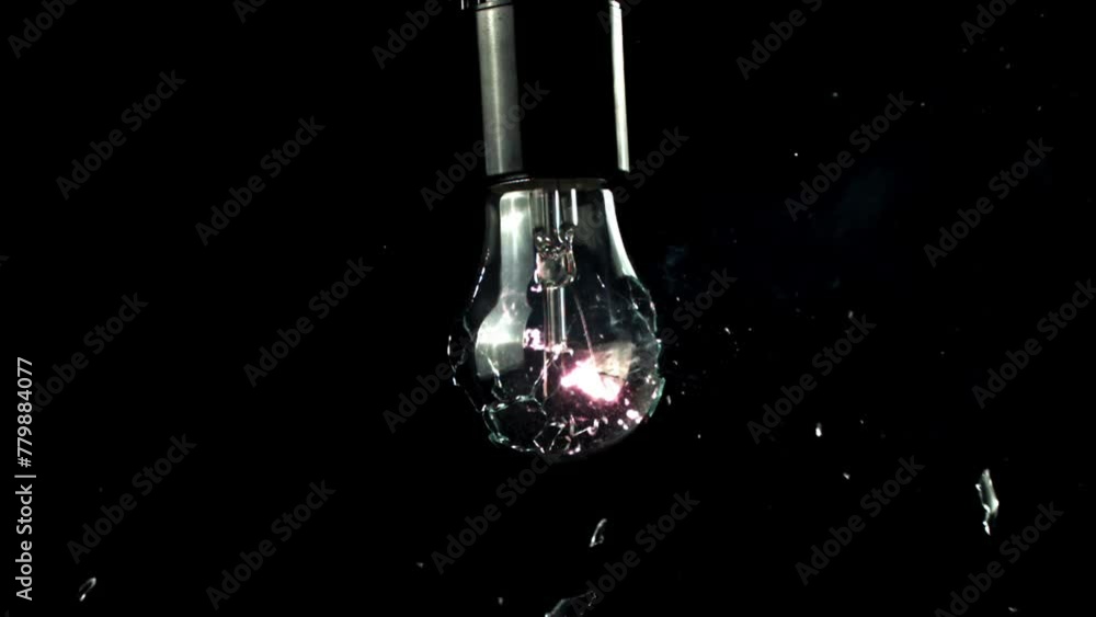Super slow motion light bulb exploded. . High quality FullHD footage