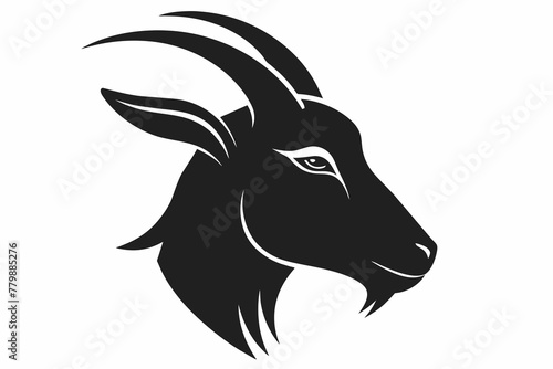 goat head side view silhouette black vector illustration