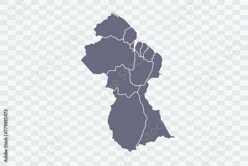 Guyana Map pewter Color on White Background quality files Png