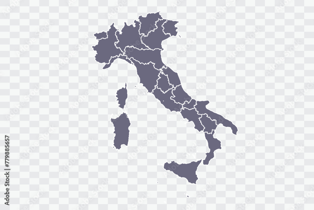 Italy Map pewter Color on White Background quality files Png