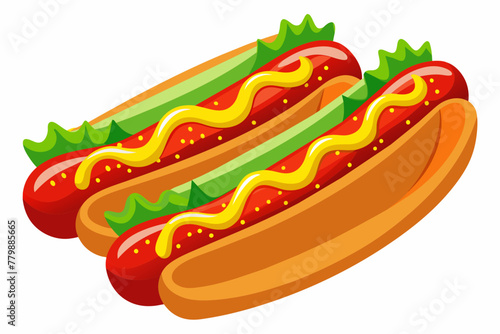 Hot dogs white background.