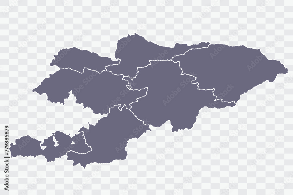 Kyrgyzstan Map pewter Color on White Background quality files Png