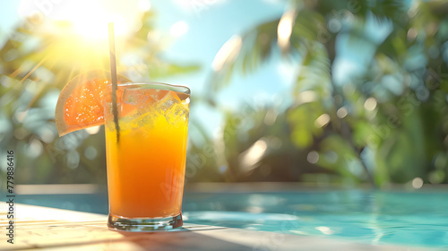 Tropical drink by the pool - Ai Generated