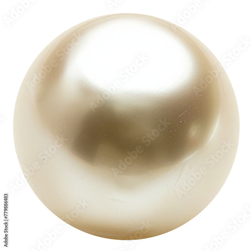 Close-up of a single elegant white pearl with soft sheen on white background