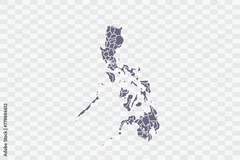 Philippines Map pewter Color on White Background quality files Png